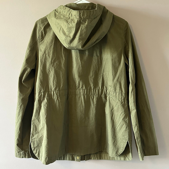 Women’s Love Tree Olive Green Hooded Utility Jacket Size M Cotton Military Parka - Picture 6 of 10